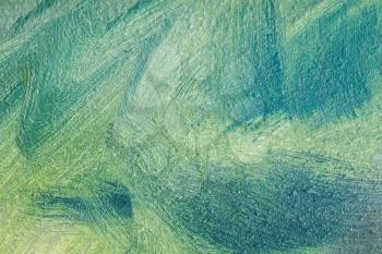 Abstract oil painting, green background fragment with brush strokes