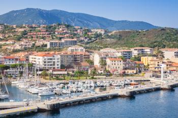 Seaside view of Propriano port, South Corsica, France