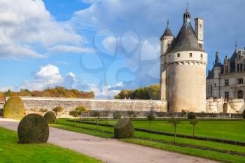 The Chateau de Chenonceau, royal medieval french castle in Loire Valley, France. It was built in 15-16 century. Unesco heritage site