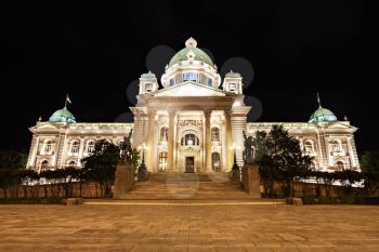 National Assembly at the night, Belgrade, Serbia