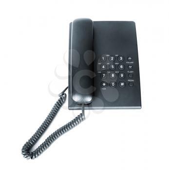 Black office phone isolated on white