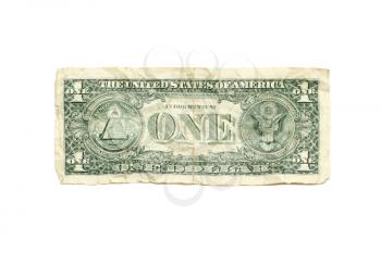 Crumpled dollar isolated on white backgound