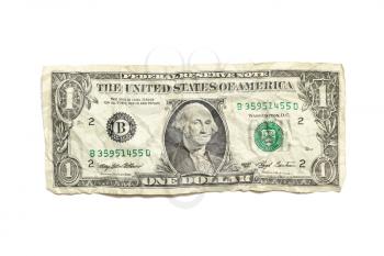 Crumpled dollar isolated 
