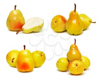 Ripe pears set isolated on white background
