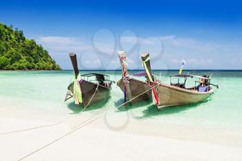 Longtail boats at the beach, Thailand island