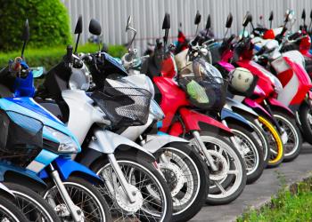 Many motobikes on the parking, Thailand
