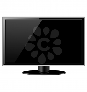 Black glossy LCD TV isolated on white