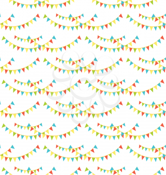 Seamless buntings flags pattern isolated on white background