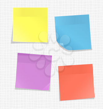 Multicolored stickers for note on white background