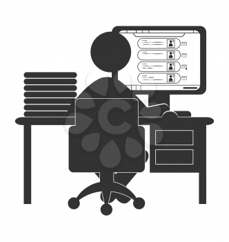 Flat computer icon with social network website isolated on white background