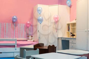 Nice child room interior with balloons