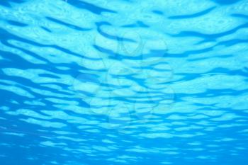 Blue water ripples underwater. Texture of background