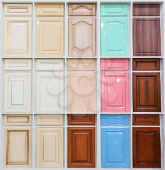 Set of lots of different pastel wooden doors