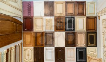 Set of various wooden doors