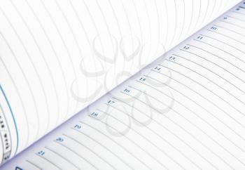 Close-up view of an open business diary