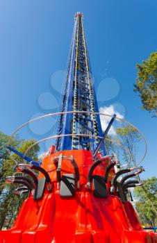 Free fall tower in amusement park