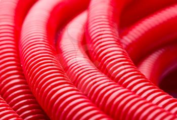 Closeup of long red water pipe