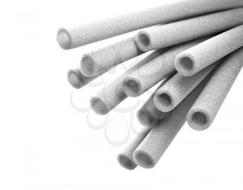 Closeup view thermal insulation foam pipes