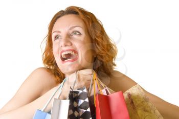 Great shopping. Smiling happy woman with bags