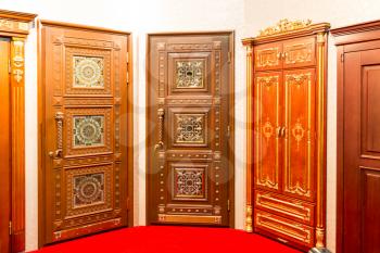Classic interior wooden doors brown colors