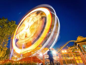 Fast big wheel in the night park