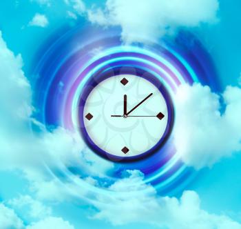 White wall clock in the sky