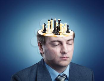 Businessman playing chess in his head
