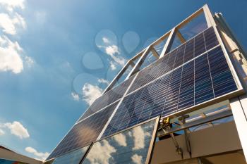 Solar panel, sun battery, alternative renewable energy. Ecology electrical station