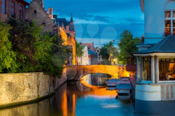 Belgium, Brugge, ancient European town with buildings on river. Tourism and travels, famous europe landmark, popular places