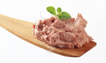 Liver pate on a wooden spoon 