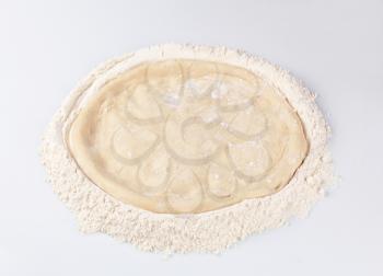 Raw pizza dough in flour - studio 