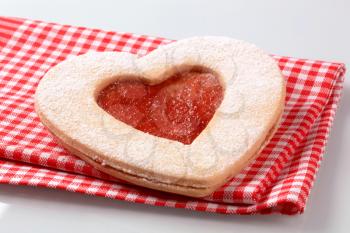 Heart shaped  Linzer cookie with jam filling 