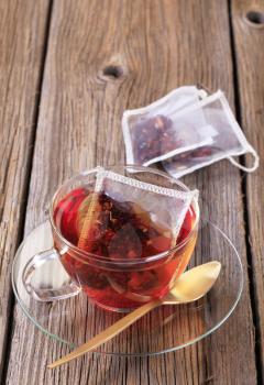 Fruit tea in a glass cup