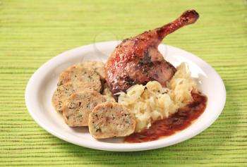 Roast Duck with Cabbage and  Bread  Dumplings - Czech cuisine