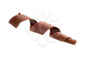 Chocolate curl on white background