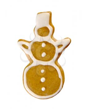 Gingerbread cookie in the shape of a snowman