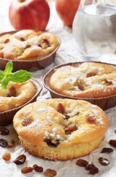 Small raisin cakes in paper baking cups