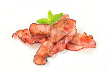 Strips of pan fried bacon