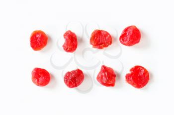 Studio shot of dried red cherries