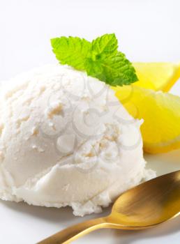 Scoop of lemon ice cream 