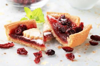 Jelly tart sprinkled with dried cranberries 