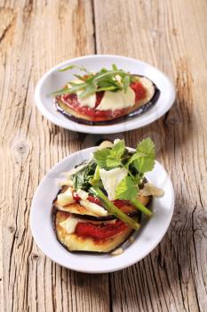 Vegetarian appetizers - Grilled aubergine and tomato 