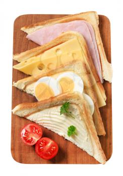 Ham, cheese and egg sandwiches 