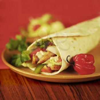 Chicken and vegetable tortilla wrap  