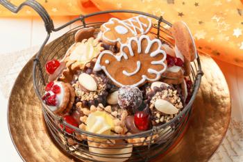 Variety of Christmas cookies and tartlets - detail