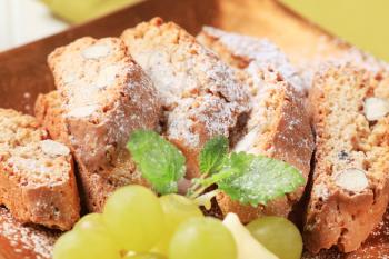 Detail of traditional Italian almond biscotti 