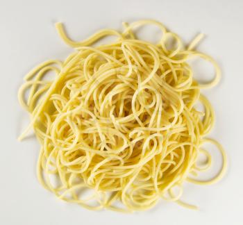 Overhead view of boiled spaghetti