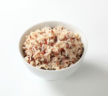 Bowl of cooked mixed rice - studio
