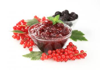 Bowl of red currant preserve