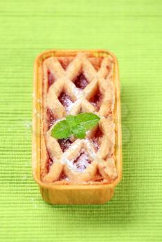 Mini dessert tart with lattice topping - closeup